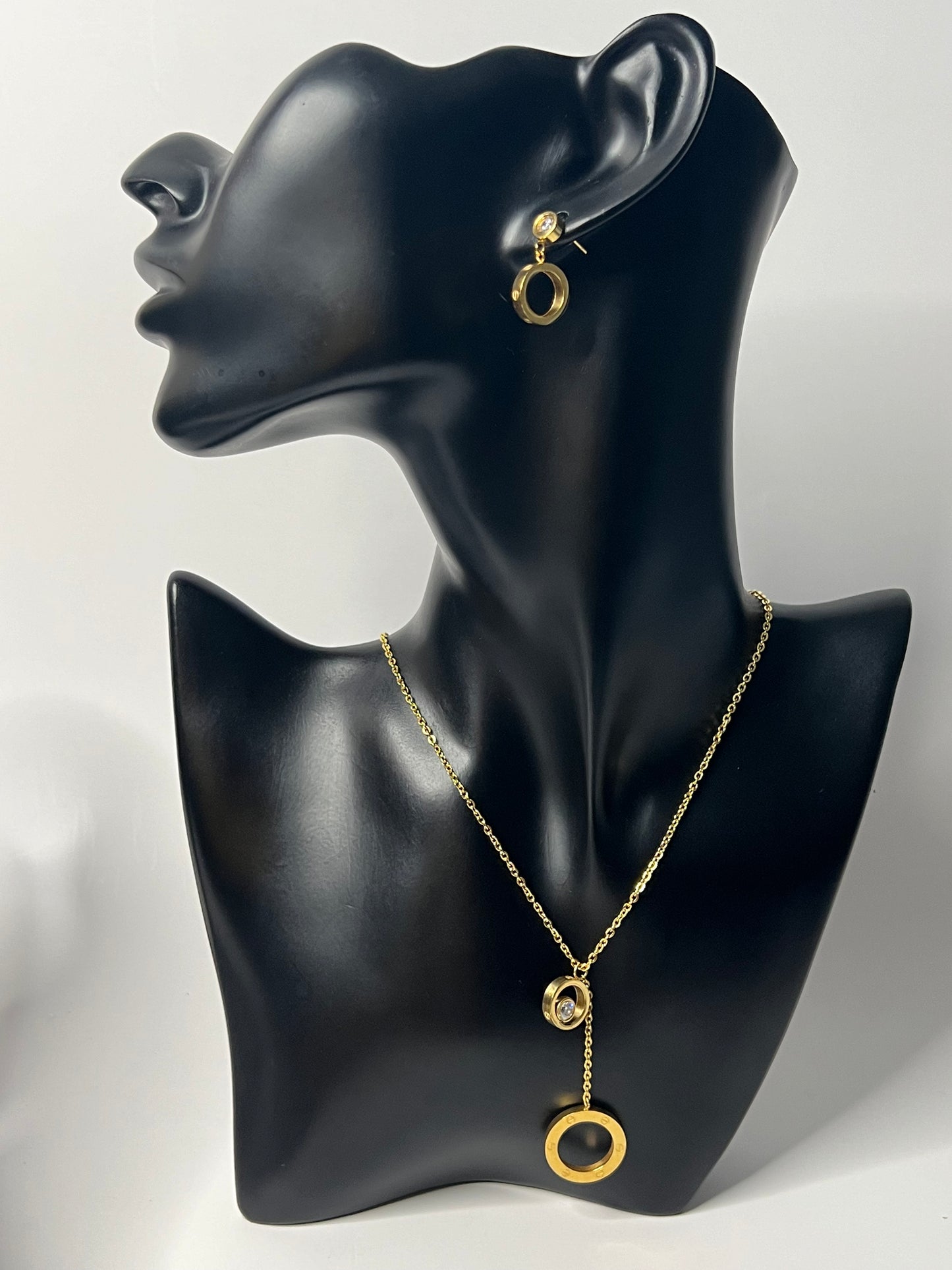 Gold Necklace and Earrings Set