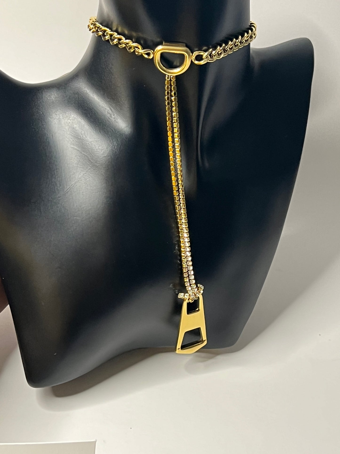 Golden Chocker with a Zipper Pendant