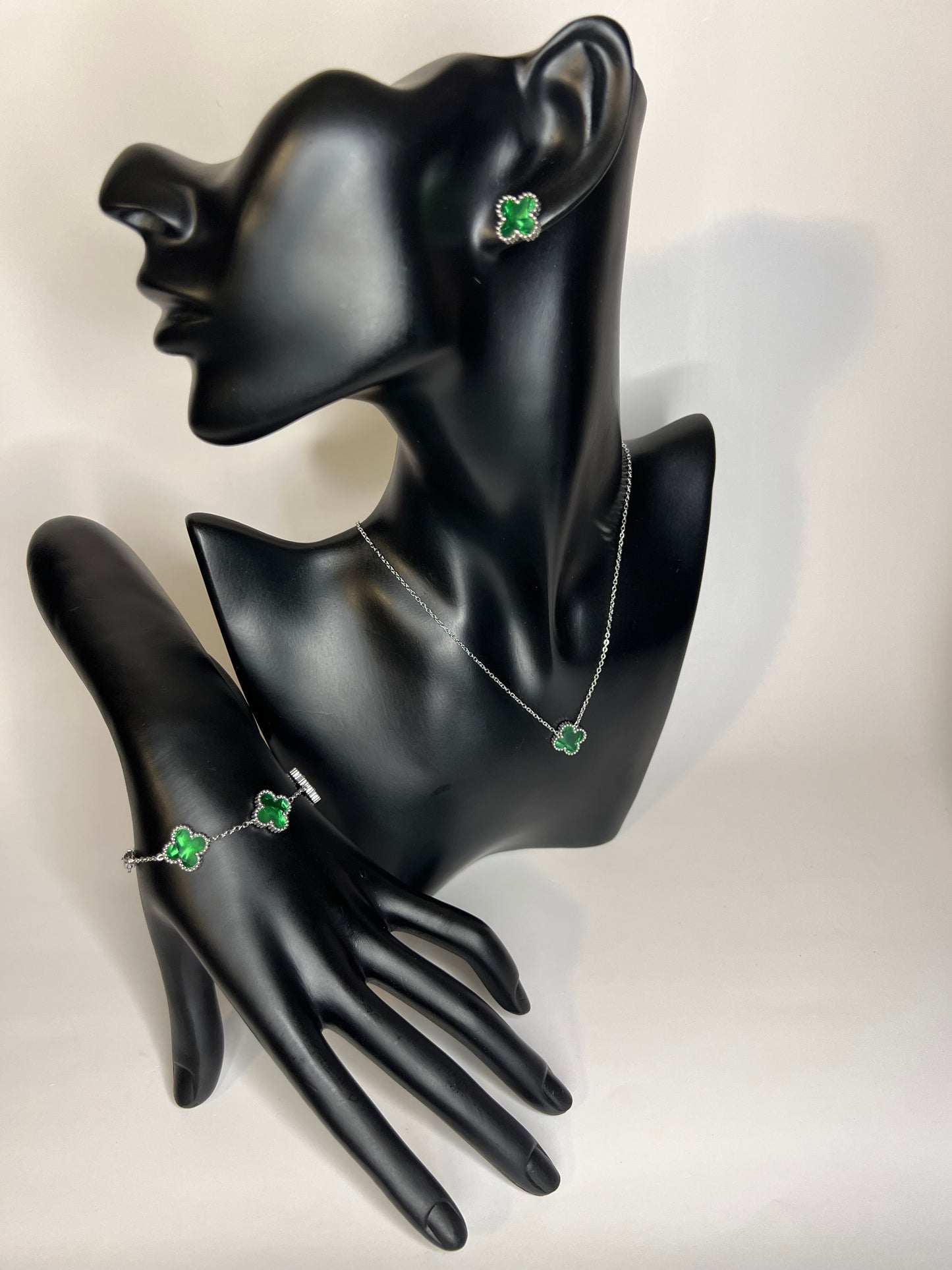 Van Cleef Silver and Green 3 Pieces Set