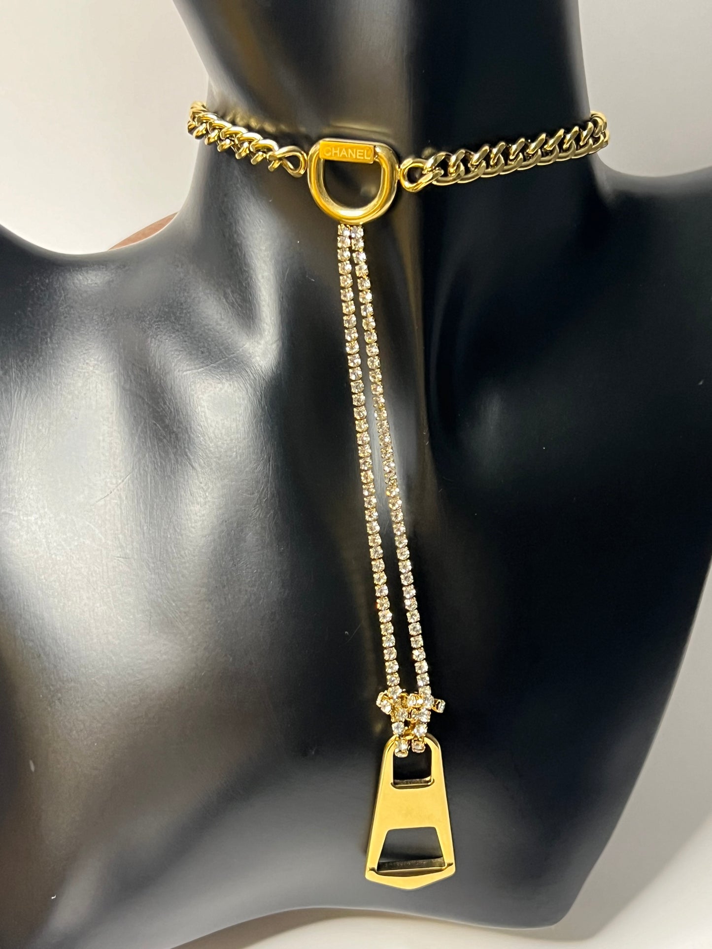 Golden Chocker with a Zipper Pendant