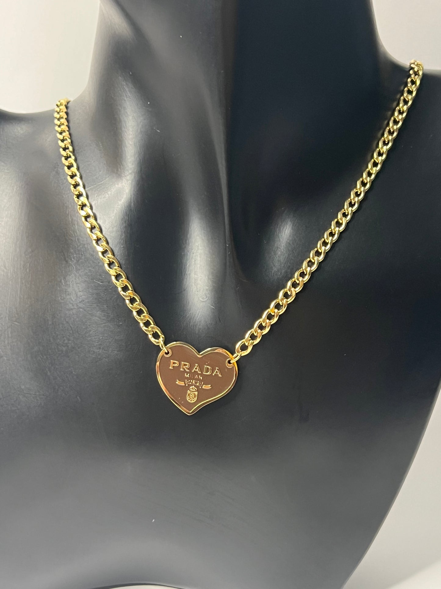 Golden Necklace with Brown Heart Pendant