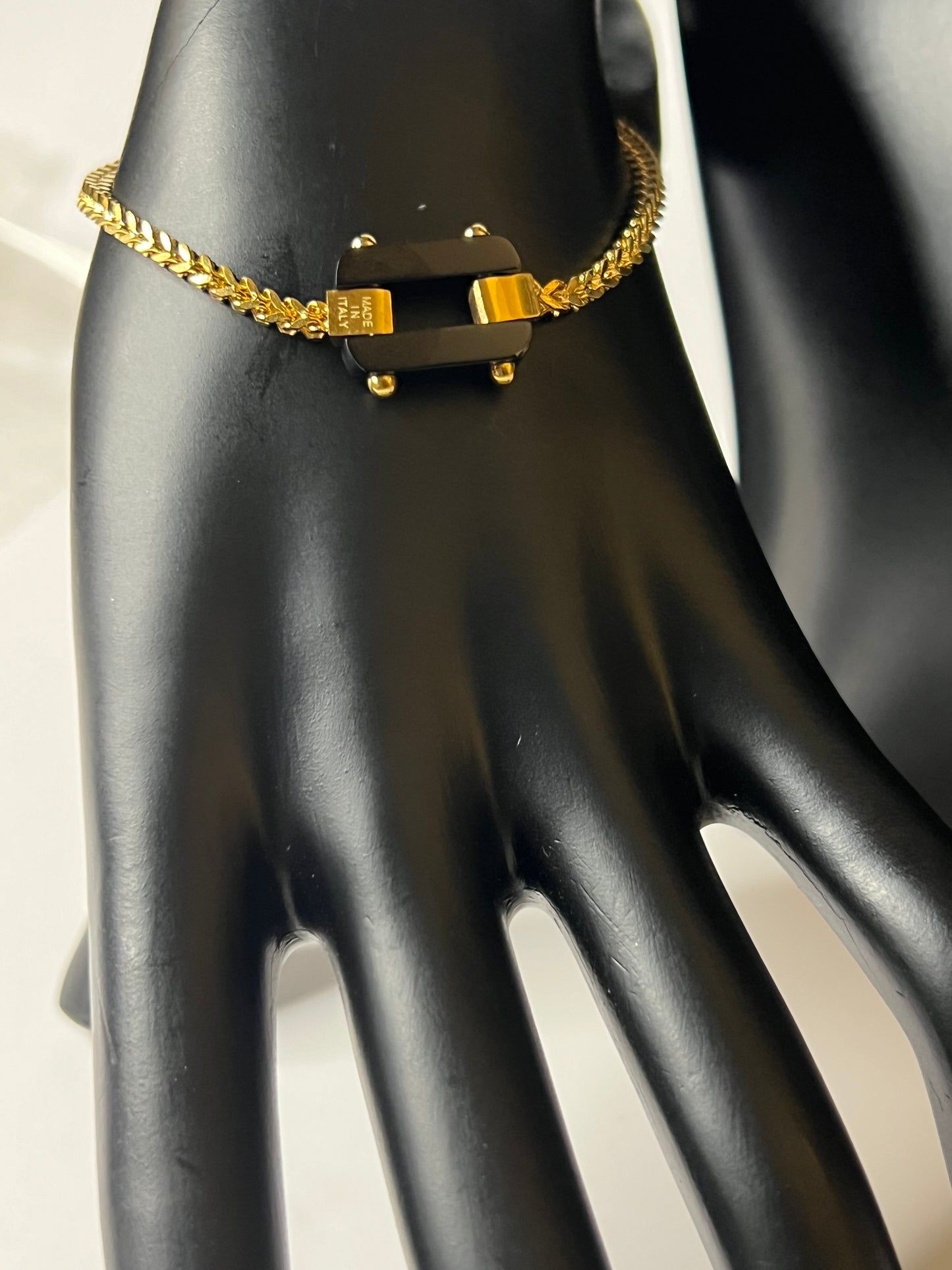 Gold and Black Necklace and Bracelet Set