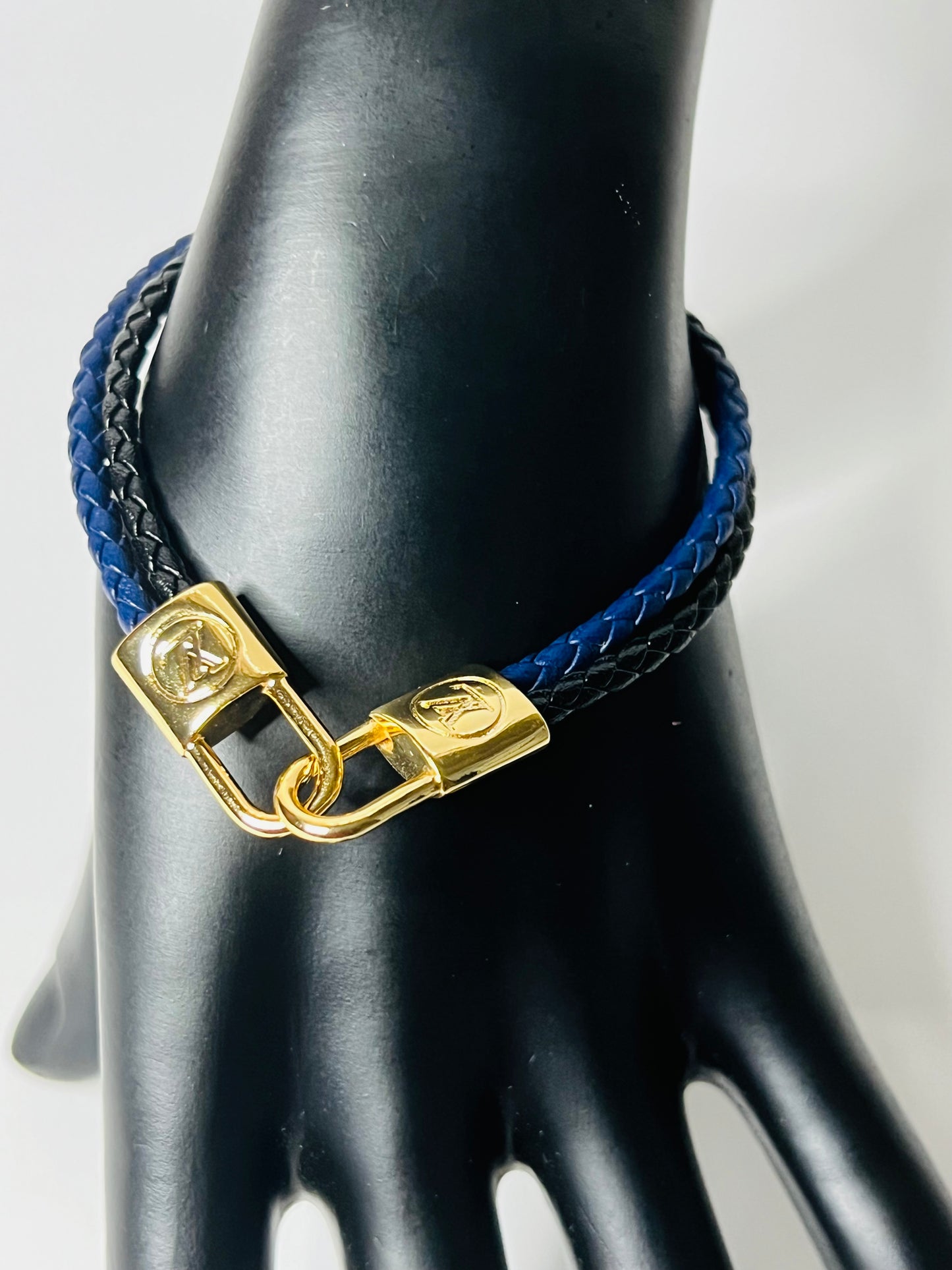 Black and Navy Leather Bracelet