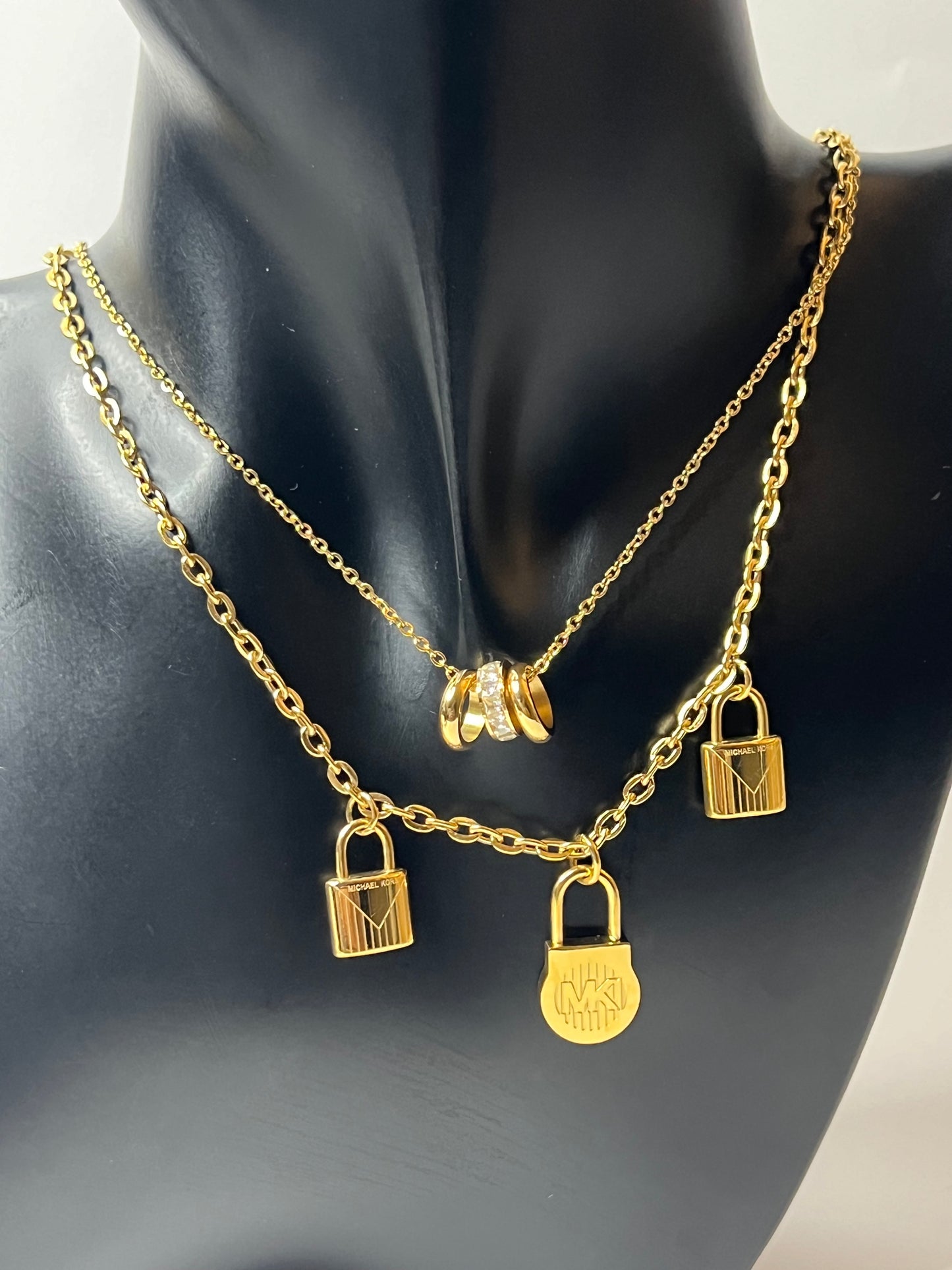 Double Necklaces and Earrings Set