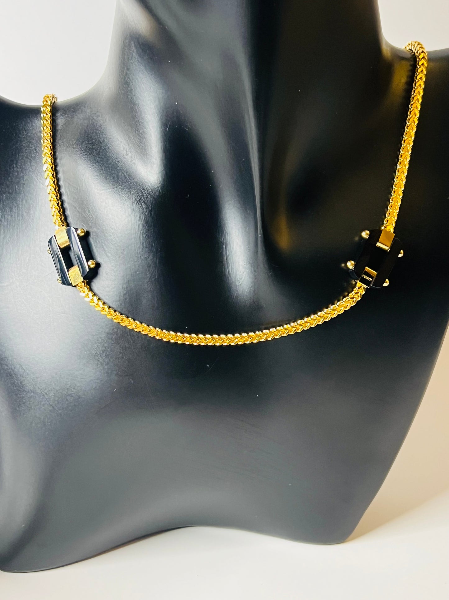 Gold and Black Necklace and Bracelet Set