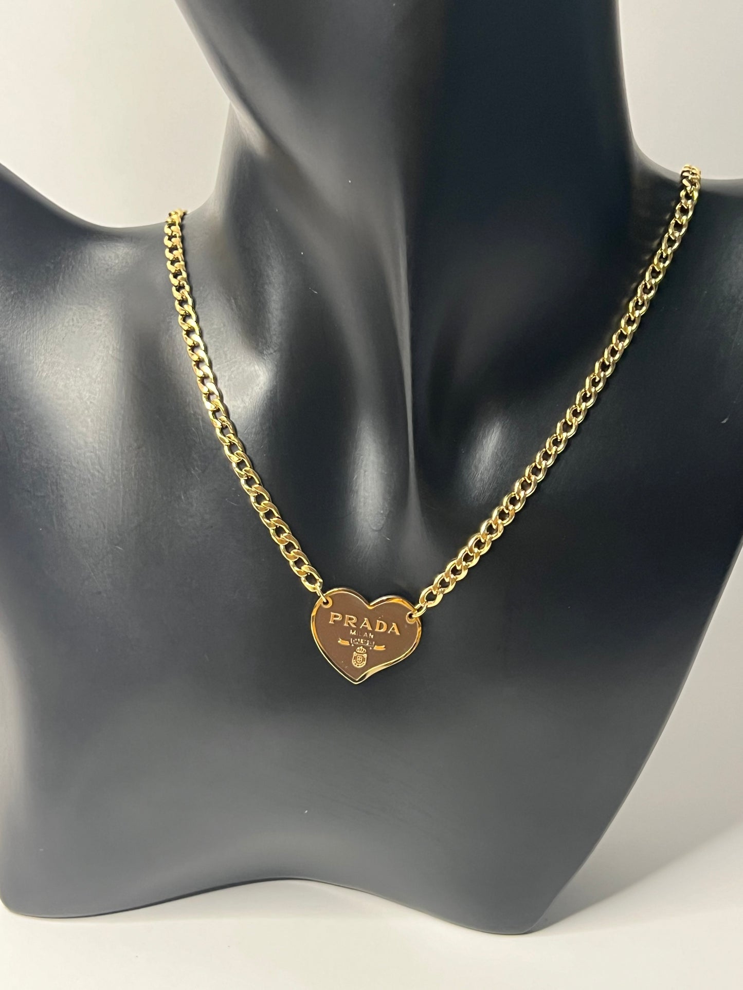 Golden Necklace with Brown Heart Pendant