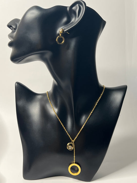 Gold Necklace and Earrings Set