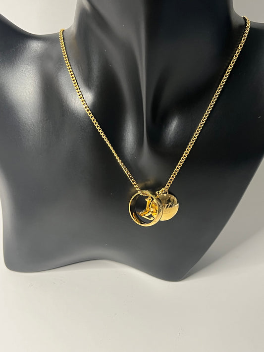 Gold Necklace with Three Pendants