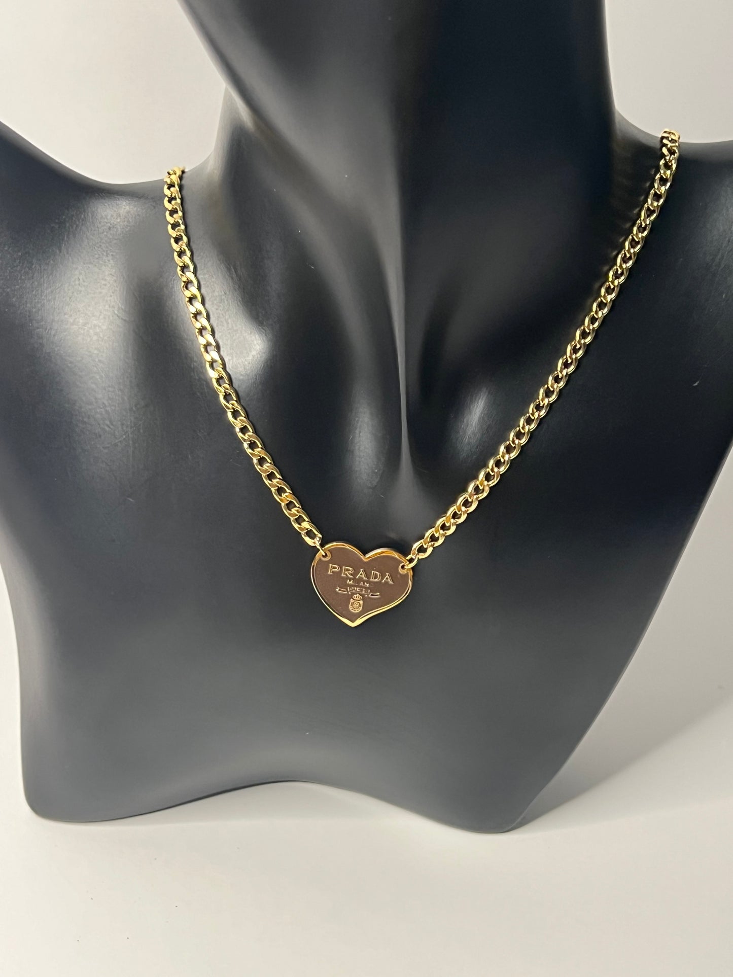 Golden Necklace with Brown Heart Pendant