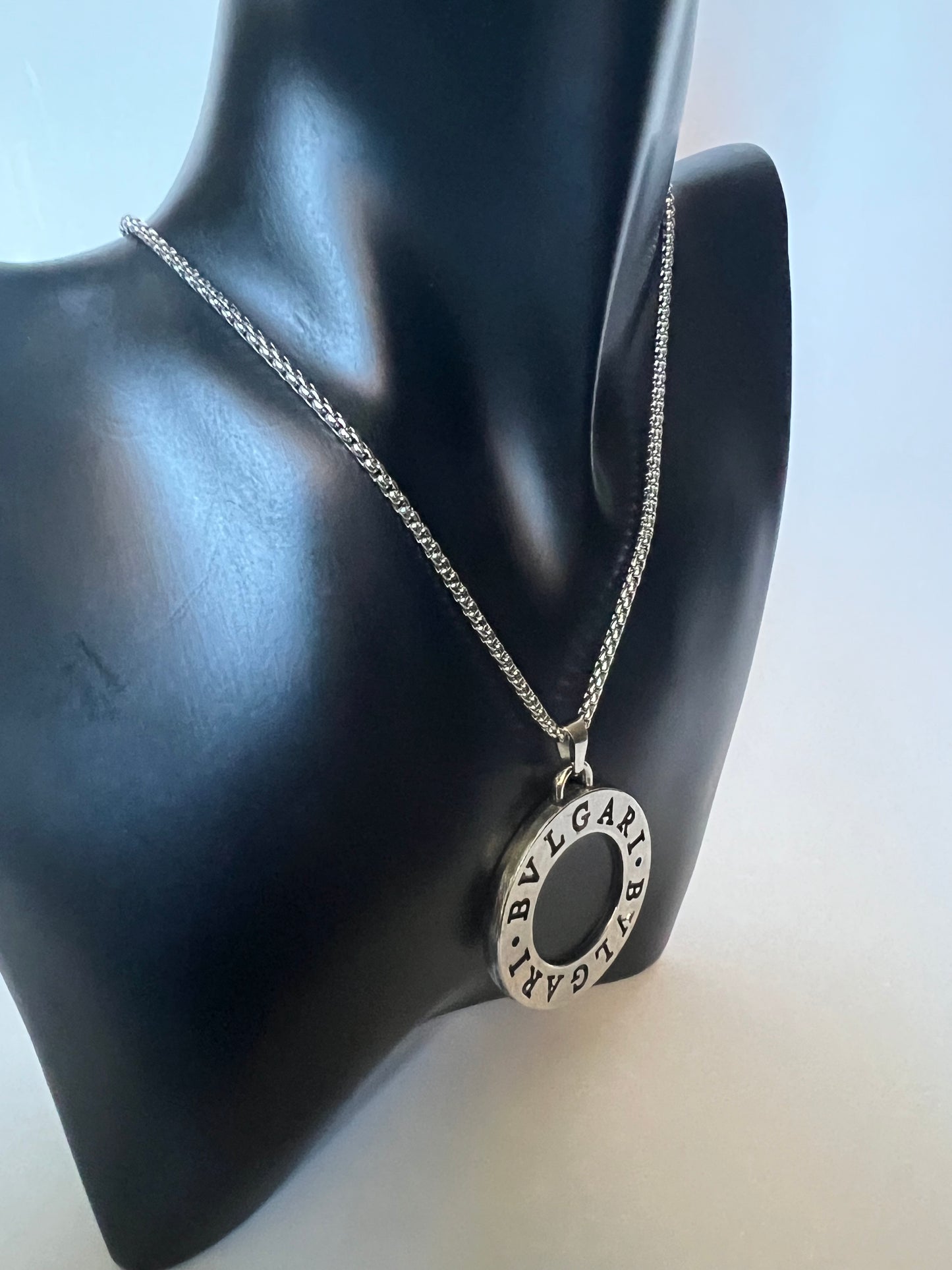 Unisex Silver and Black Necklace