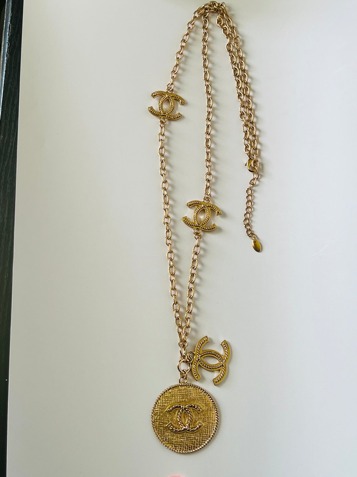 Long Gold necklace with Golden Pendant