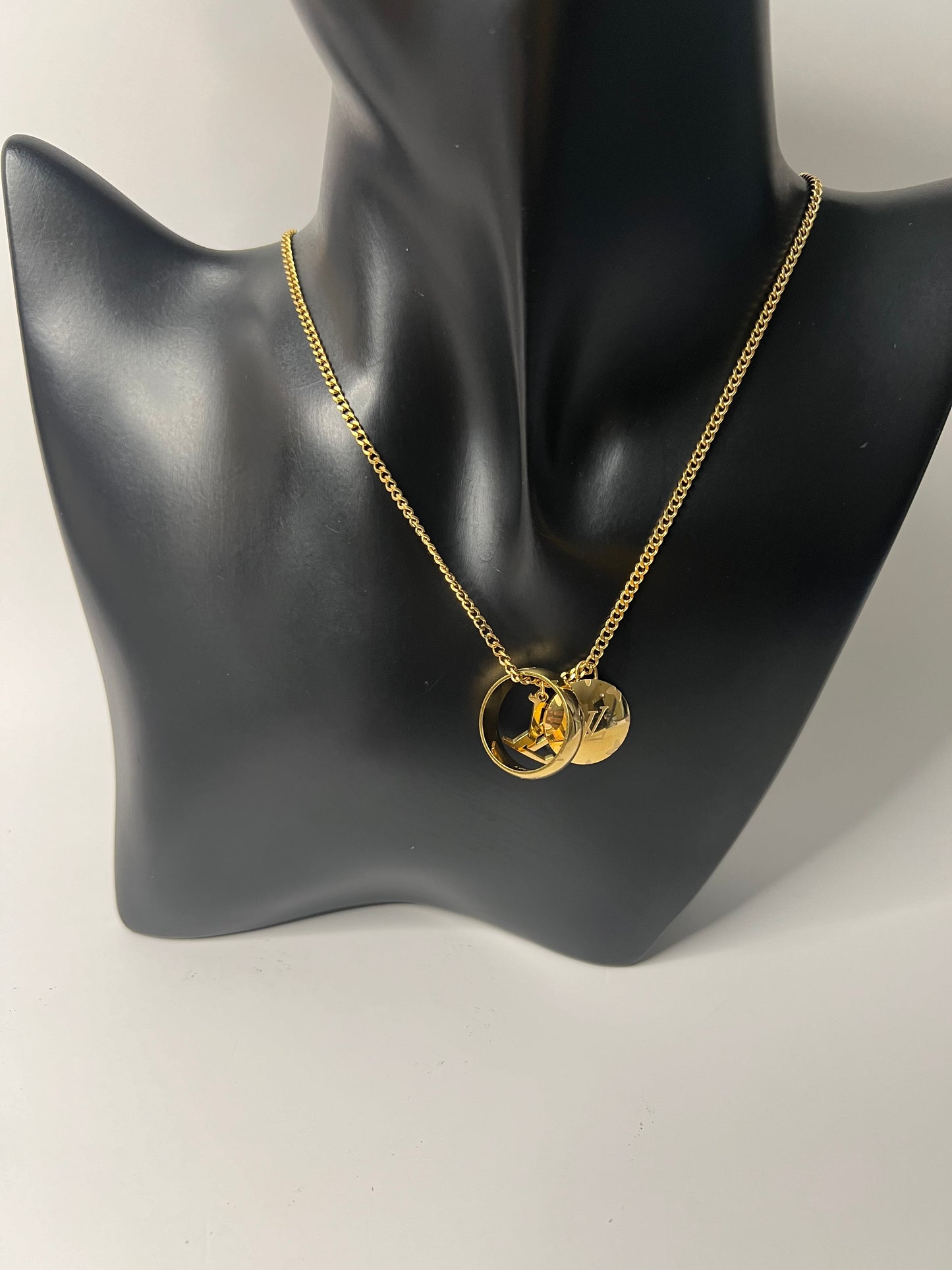 Gold Necklace with Three Pendants