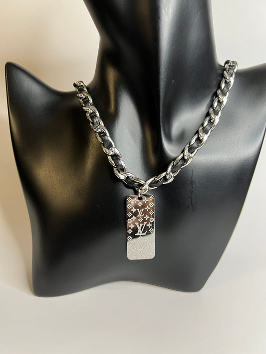 Long silver and Black Necklace