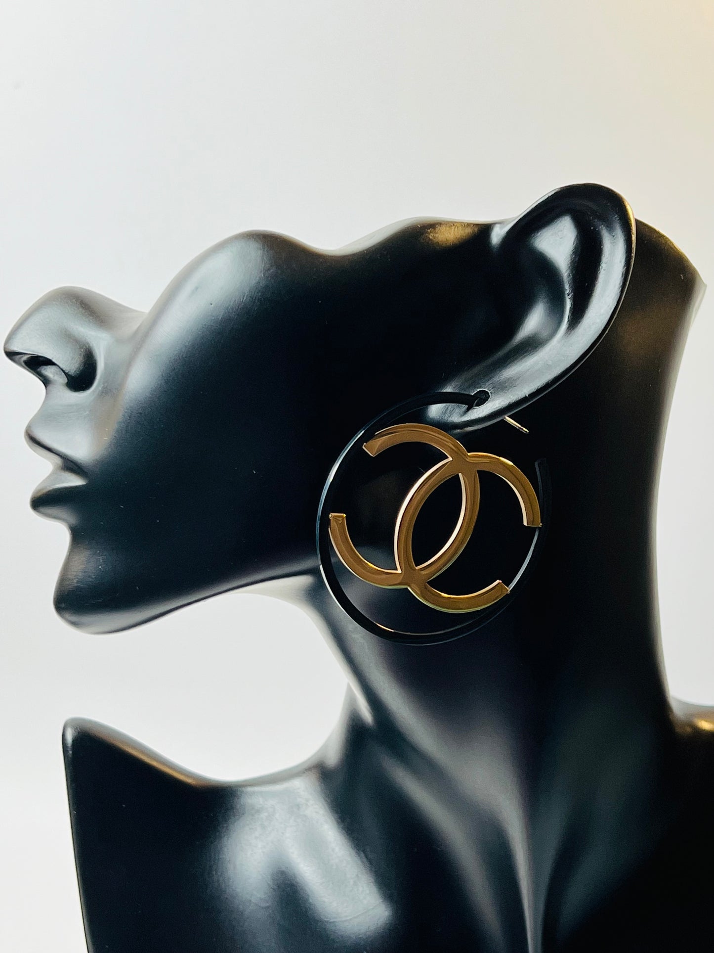 Black and Rose Gold Hoop Earrings