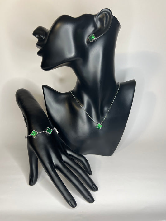 Van Cleef Silver and Green 3 Pieces Set