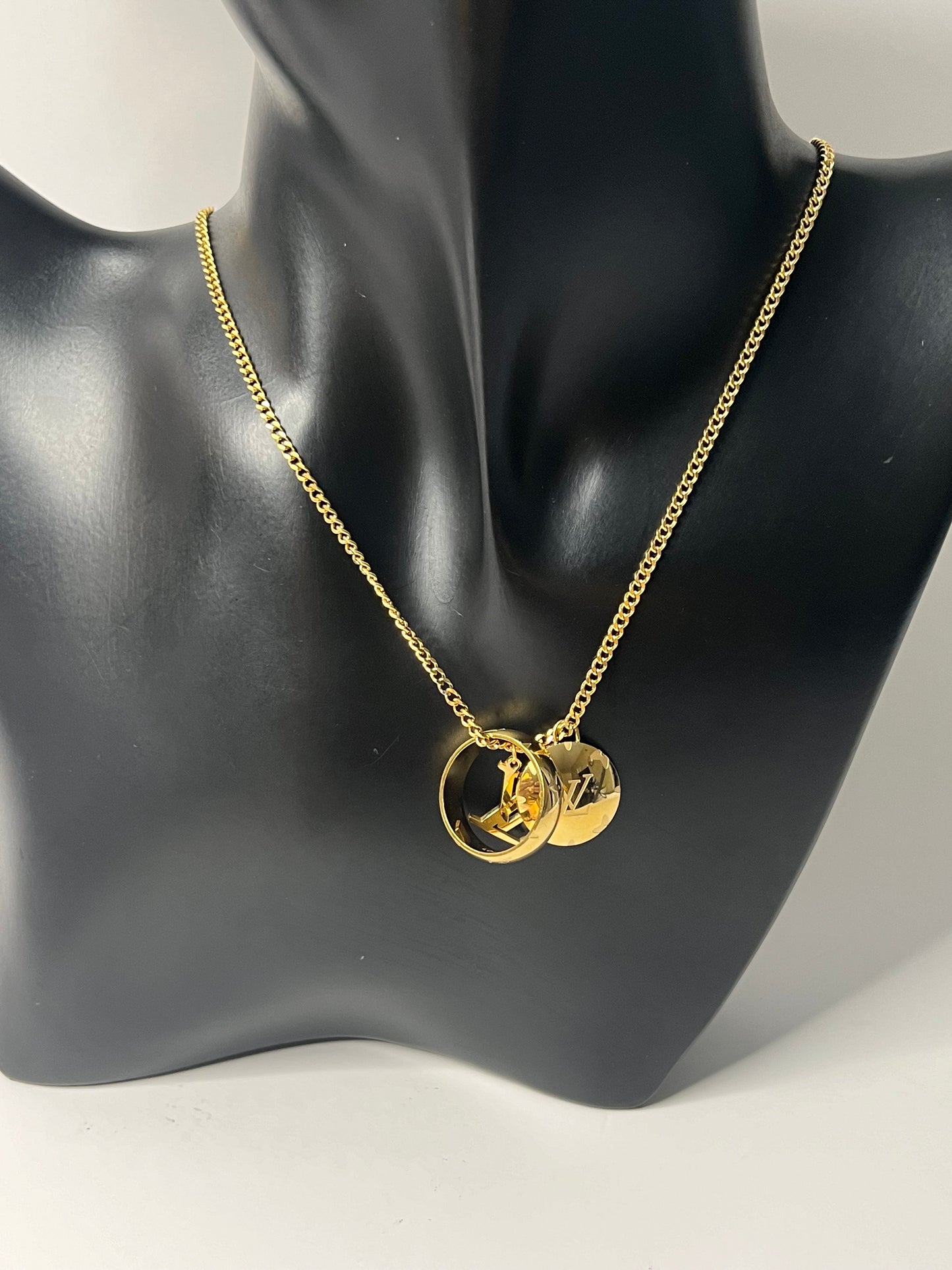 Gold Necklace with Three Pendants