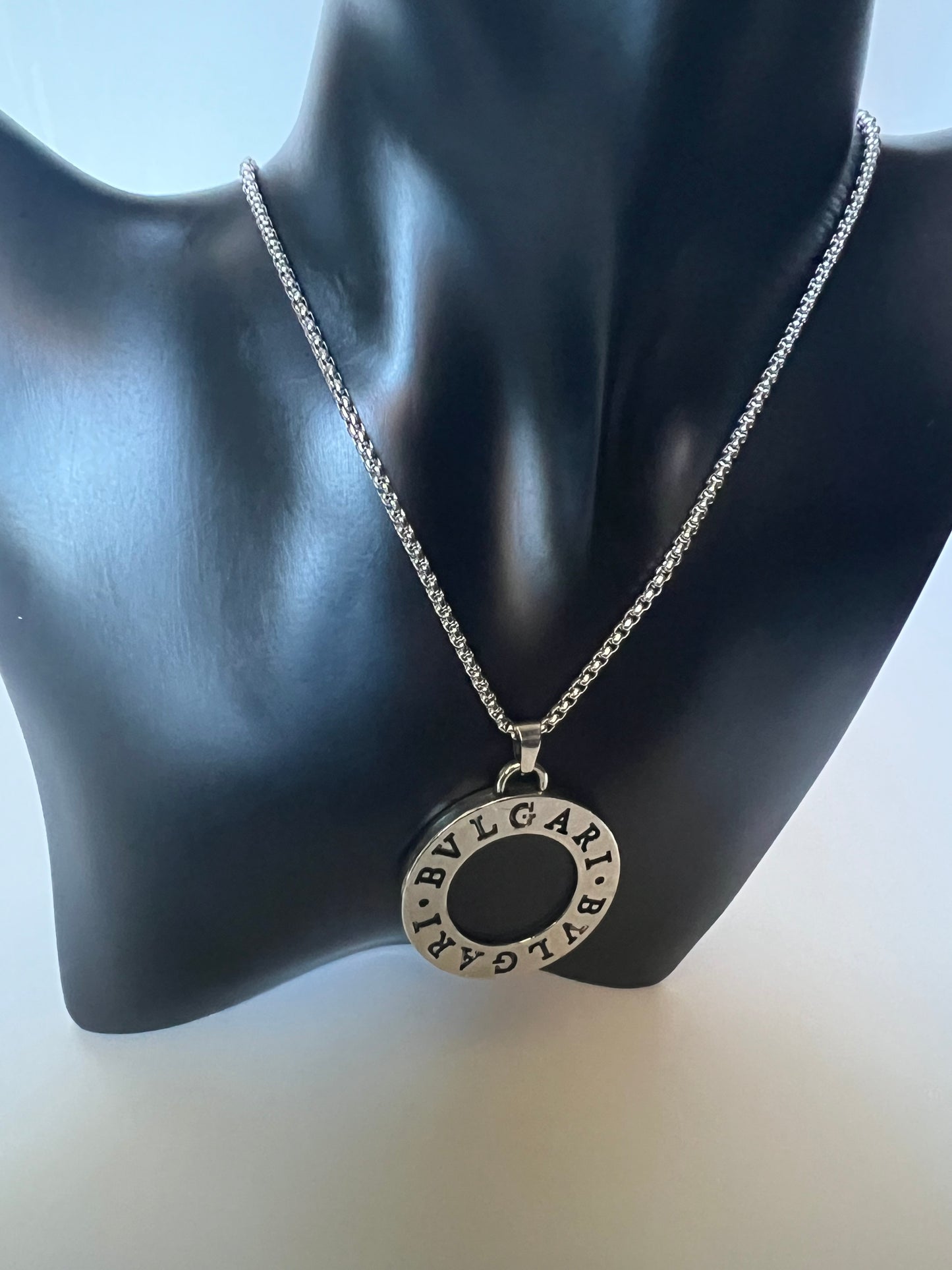 Unisex Silver and Black Necklace