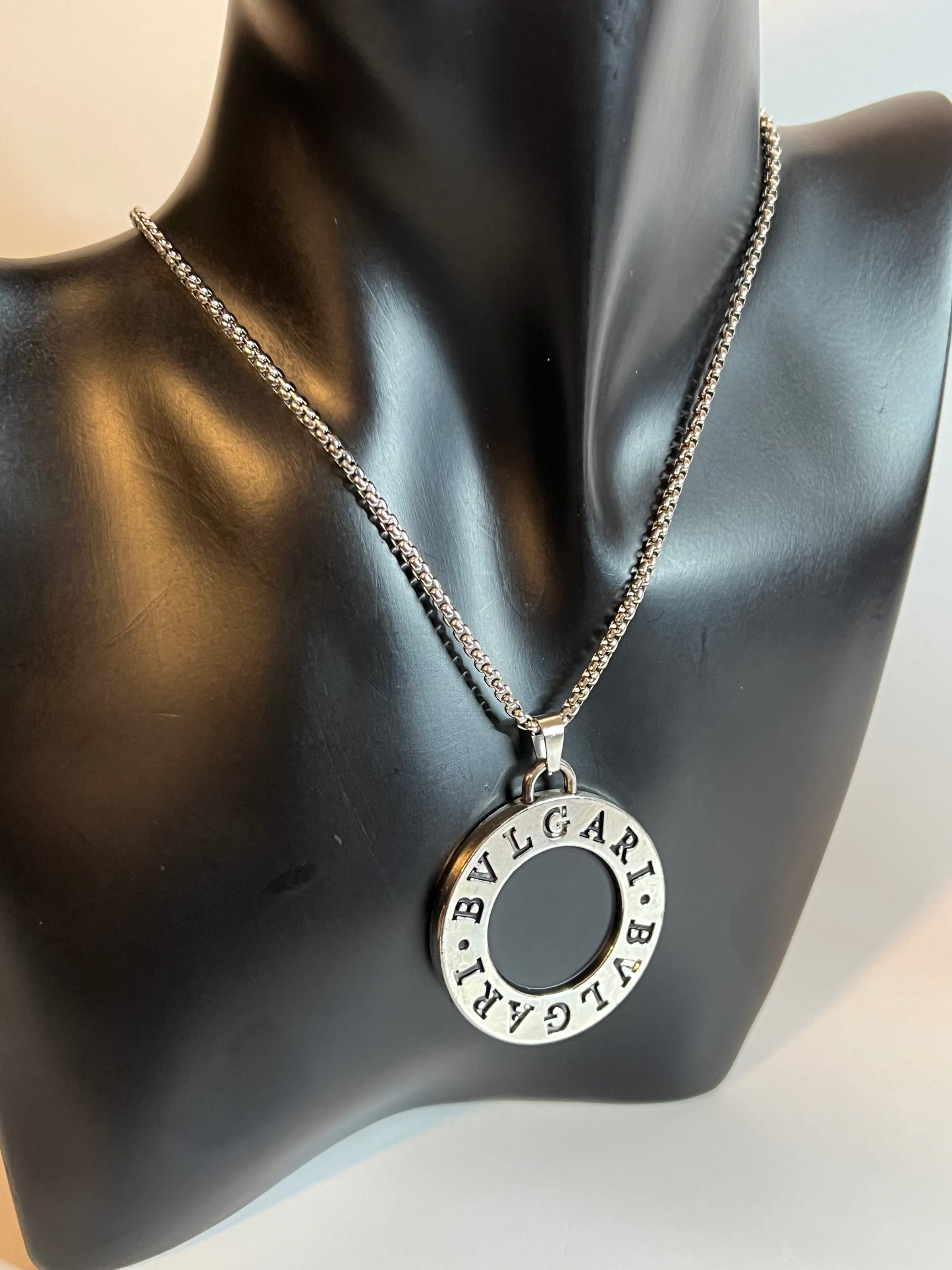 Unisex Silver and Black Necklace