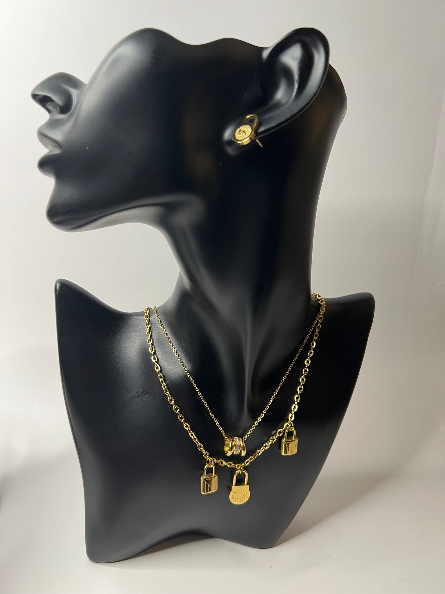 Double Necklaces and Earrings Set