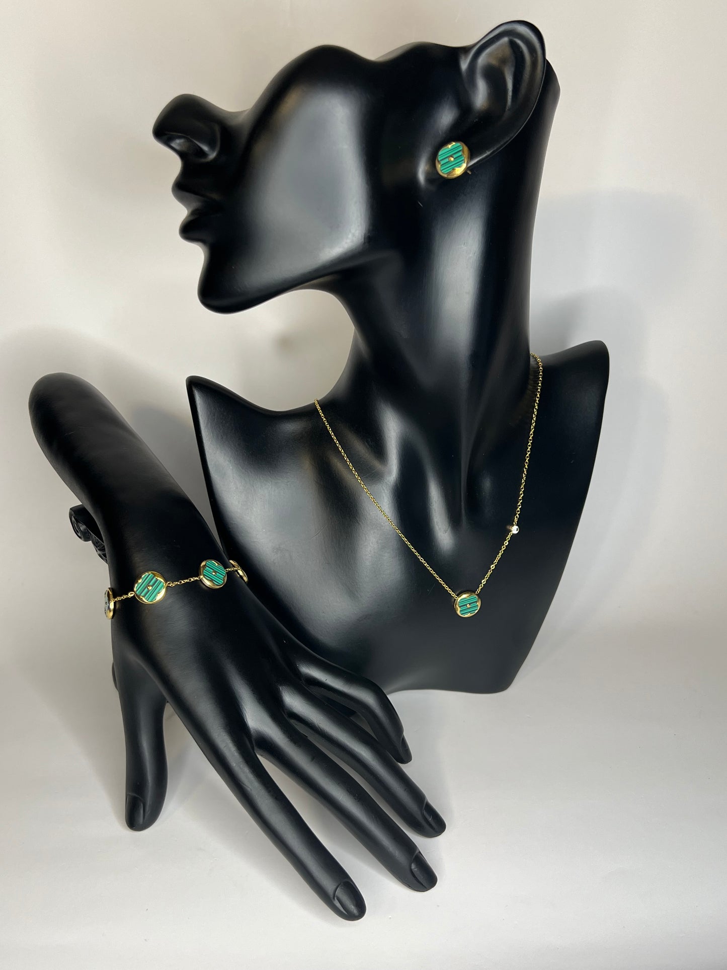 Van Cleef Gold and Green with Black stripes 3 Pieces Set