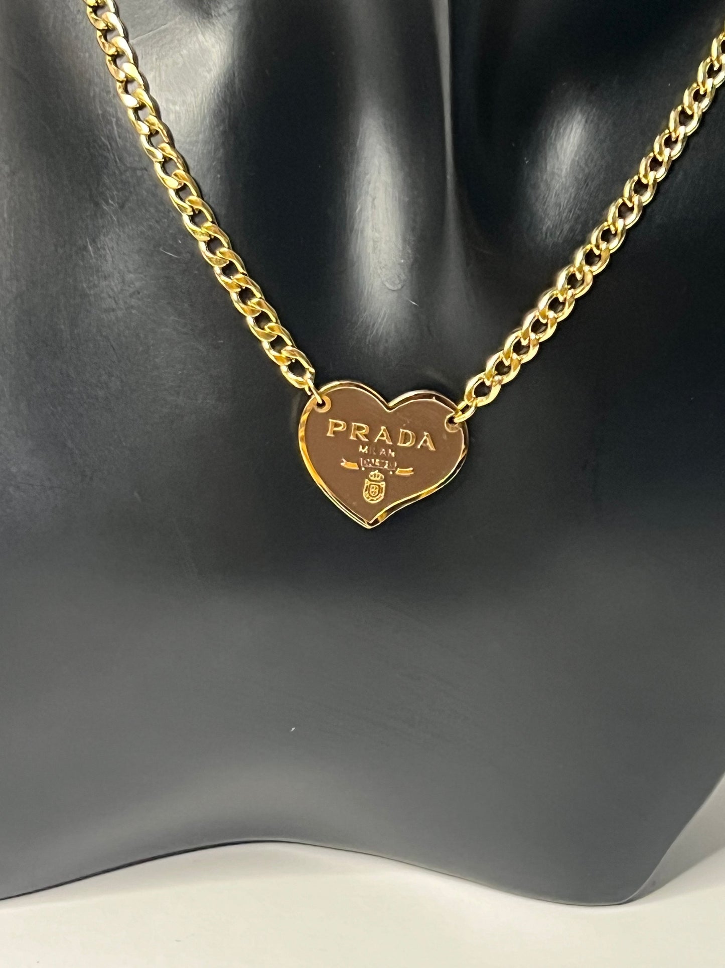 Golden Necklace with Brown Heart Pendant