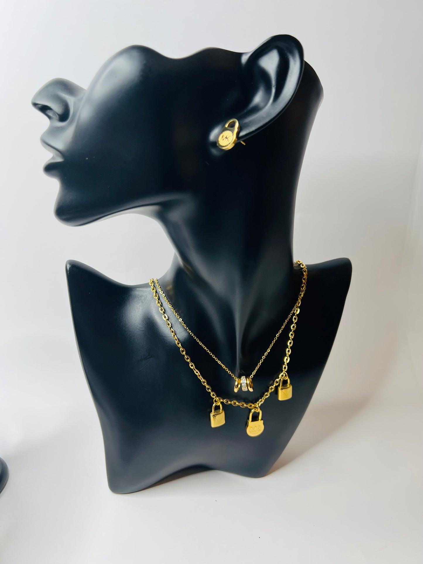 Double Necklaces and Earrings Set