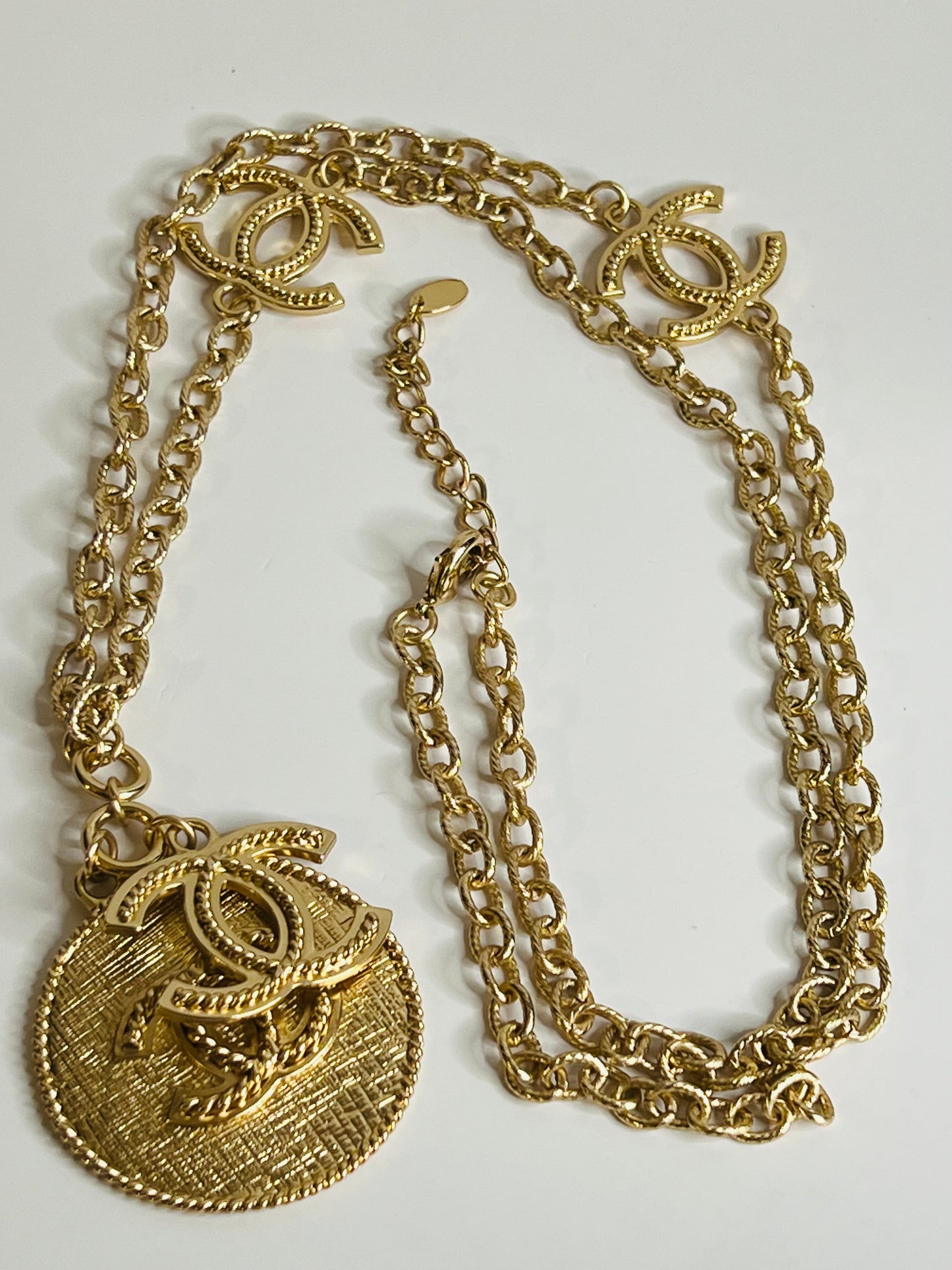 Long Gold necklace with Golden Pendant